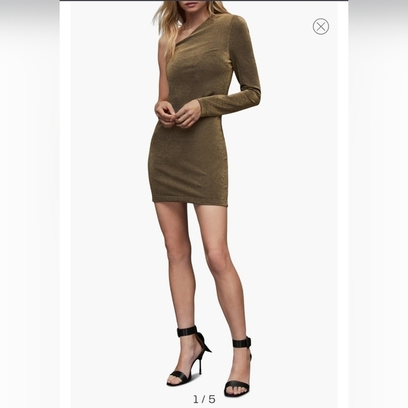 All Saints NWT Dari Sparkle One-Shoulder Minidress - Picture 1 of 12